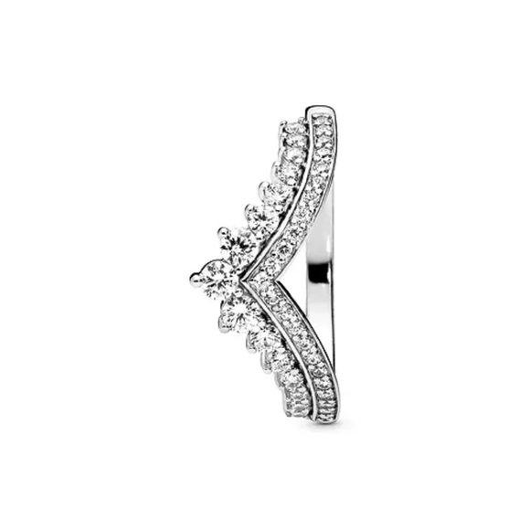 Pandora Cubic Zirconia Timeless Princess Wishbone Ring - Picture 2 of 2